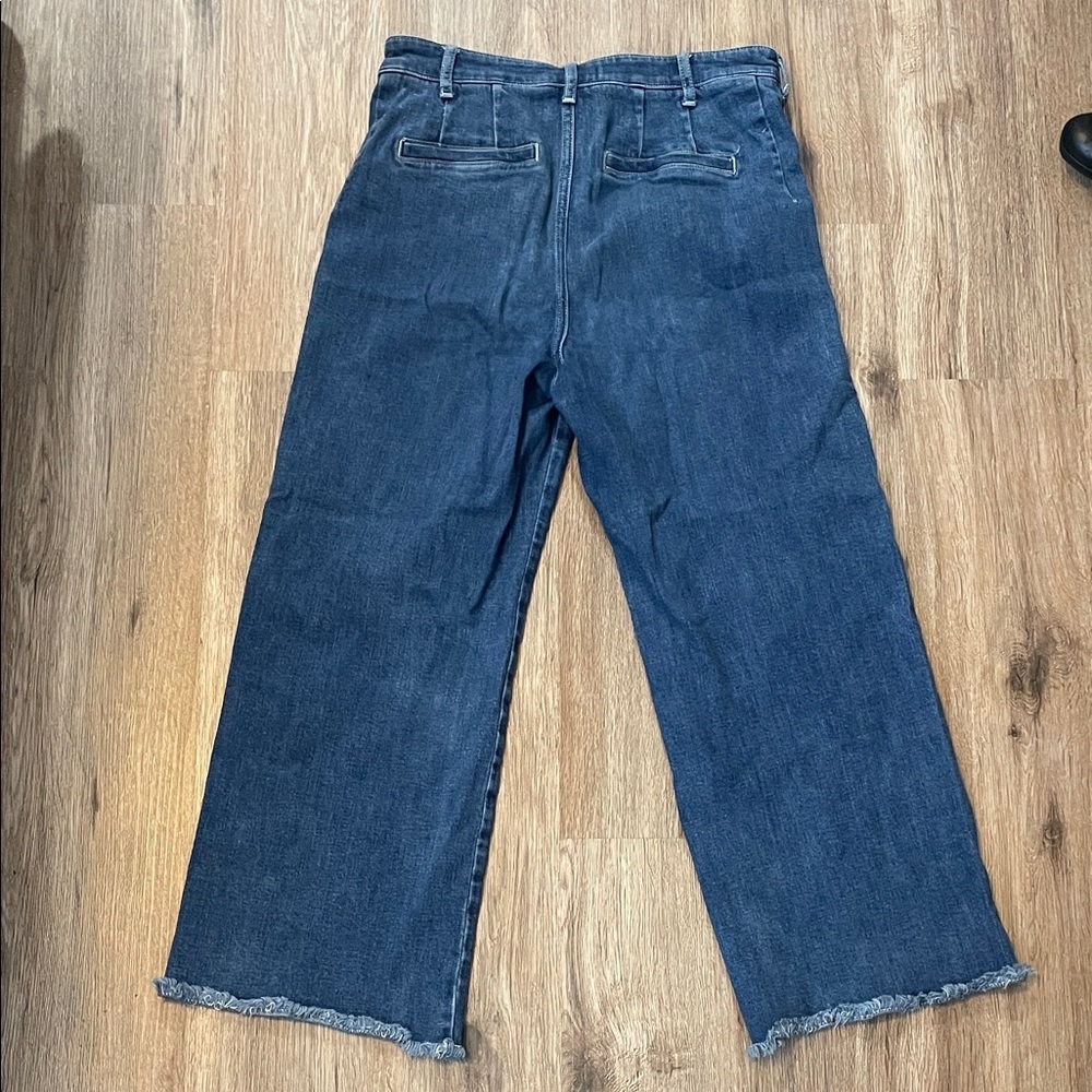 Pilcro Anthropologie Revolve Raw Hem Denim Wide-Leg Cropped Jeans size 28 - Picture 6 of 6